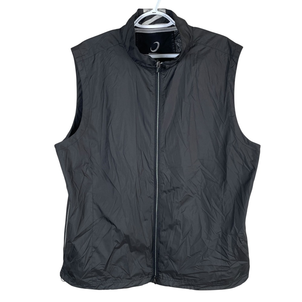 Zero Restriction Tour Series Golf Vest Windbreaker Men L Black Full Zip Reflects